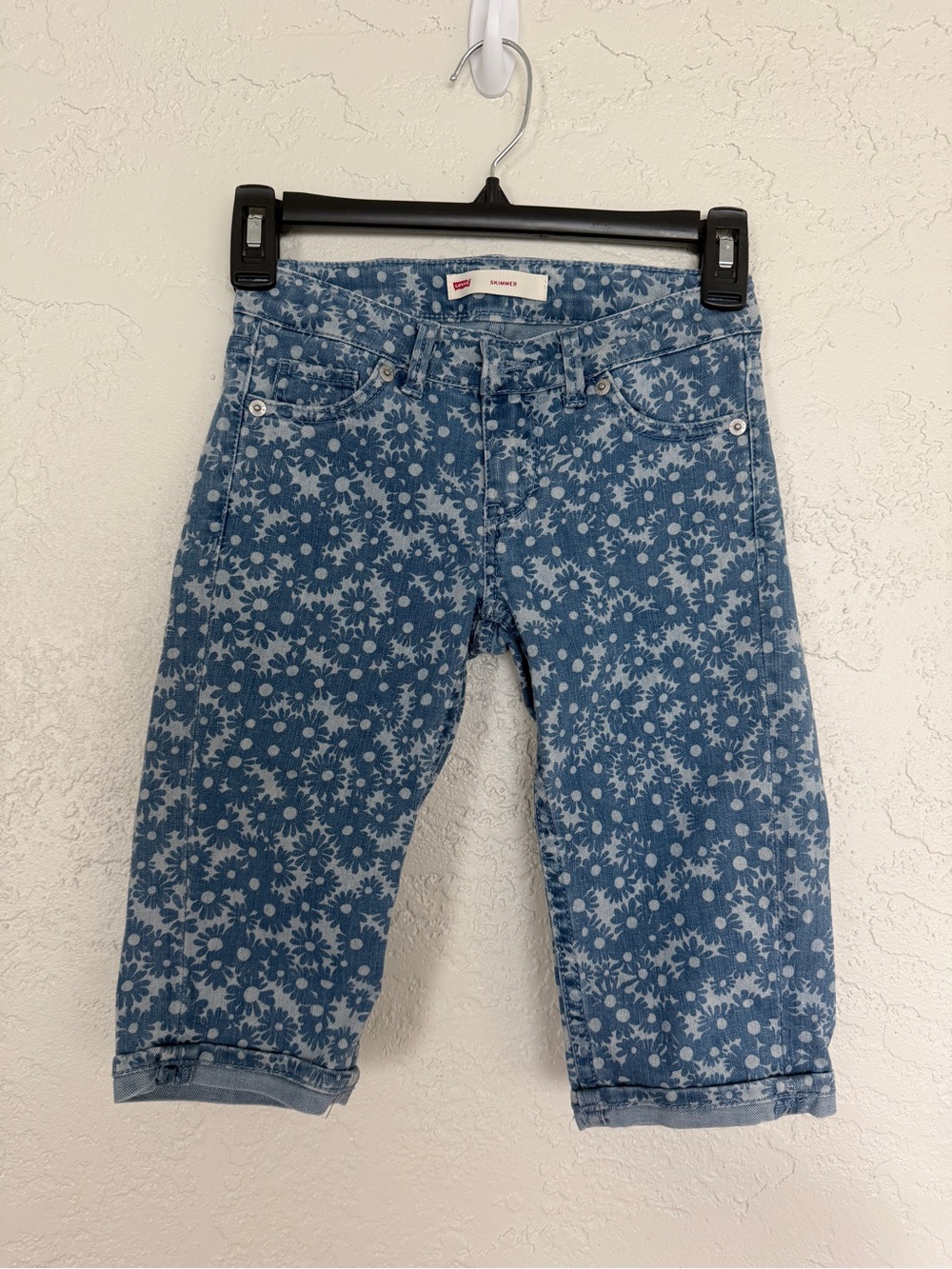 Levi's Blue Floral Print Girls' Denim Capris - 8